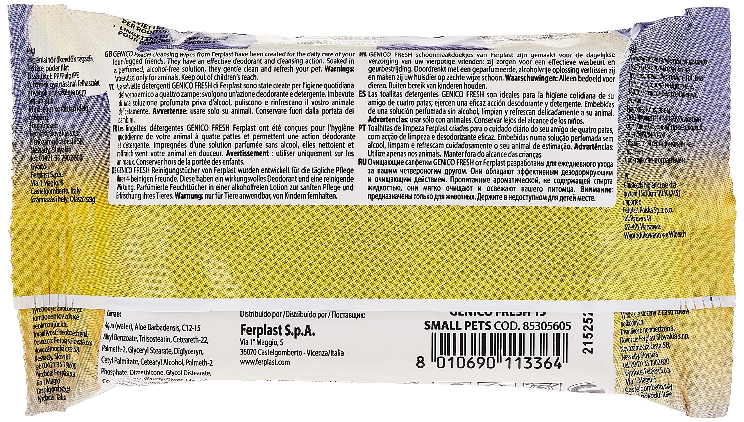 Ferplast TOALLITAS GENICO Fresh Rodent Talk 15UD