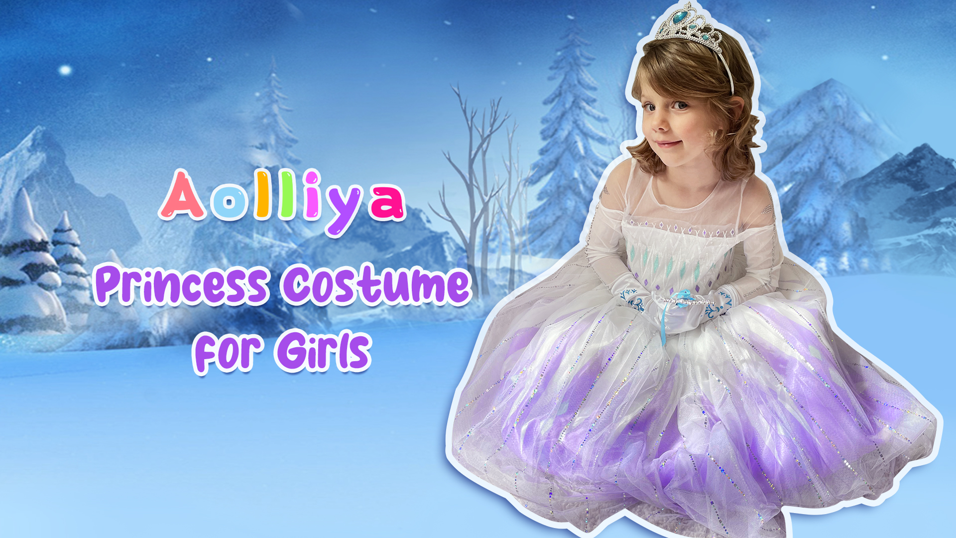 Vestido de Princesa Morado para Niñas Snow Queen miniatura 7