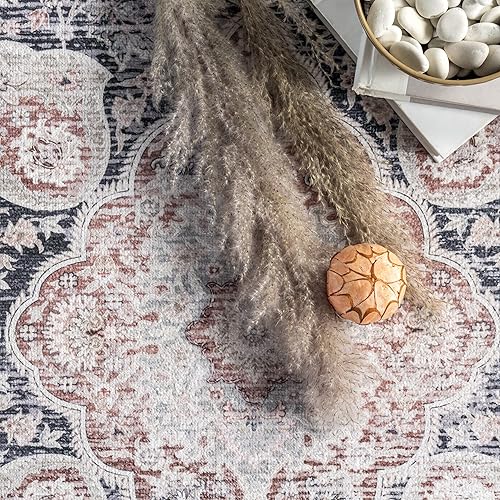 Miniatura 8 de nuLOOM Paulina - Alfombra de medallón floral tradicional lavable a máquina, 4x6, color beige