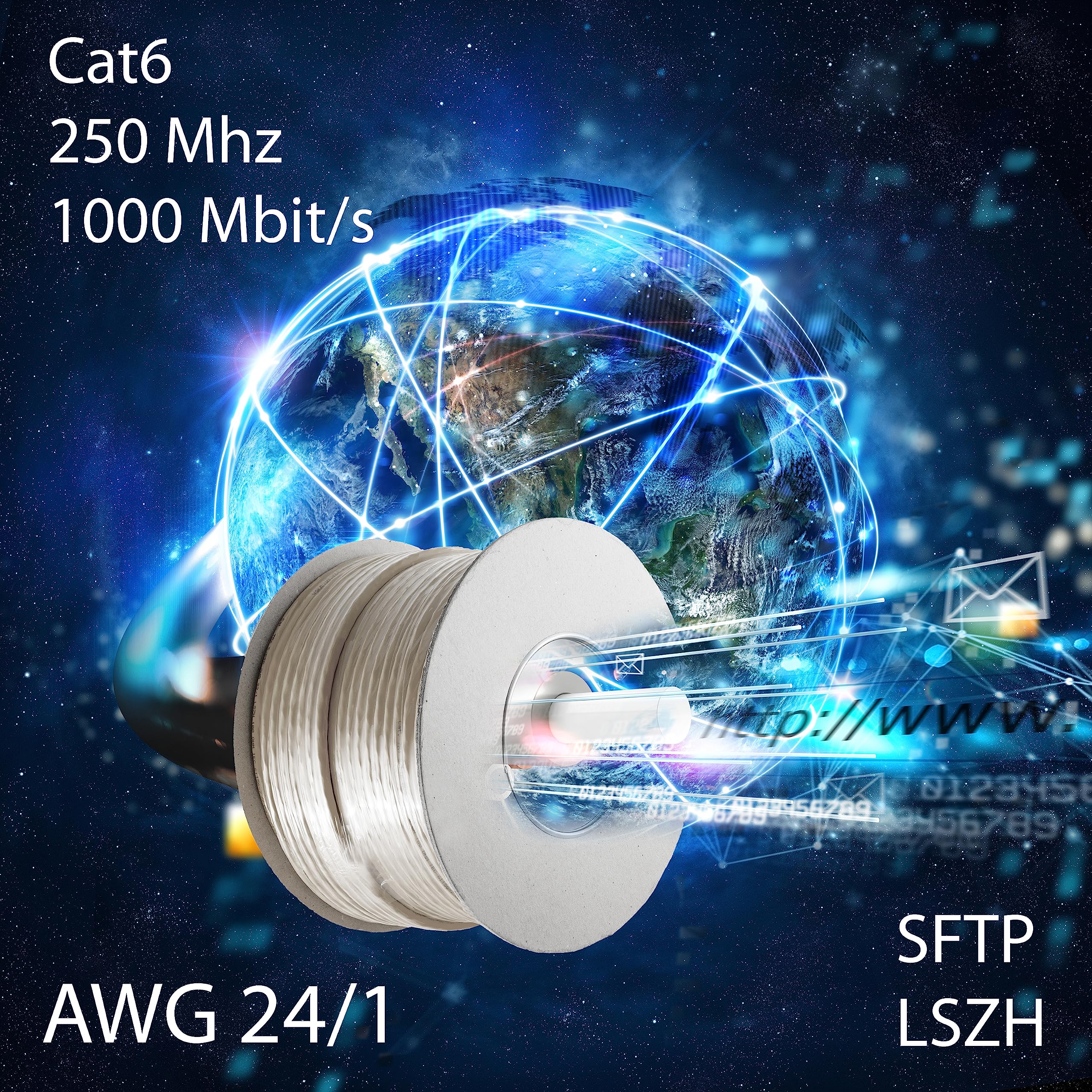 CAT 6 Verlegekabel Netzwerkkabel CAT.6 LAN Halogenfrei Installationskabel CAT6 Kabel Netzwerk Verkabelung Datenkabel Gigabit Kupfer Ethernet 50m
