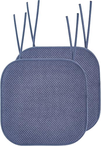 Elegant comfort Juego de 2 fundas para cojín para silla con lazos y parte trasera de goma antideslizante, espuma viscoelástica gruesa, almohadilla