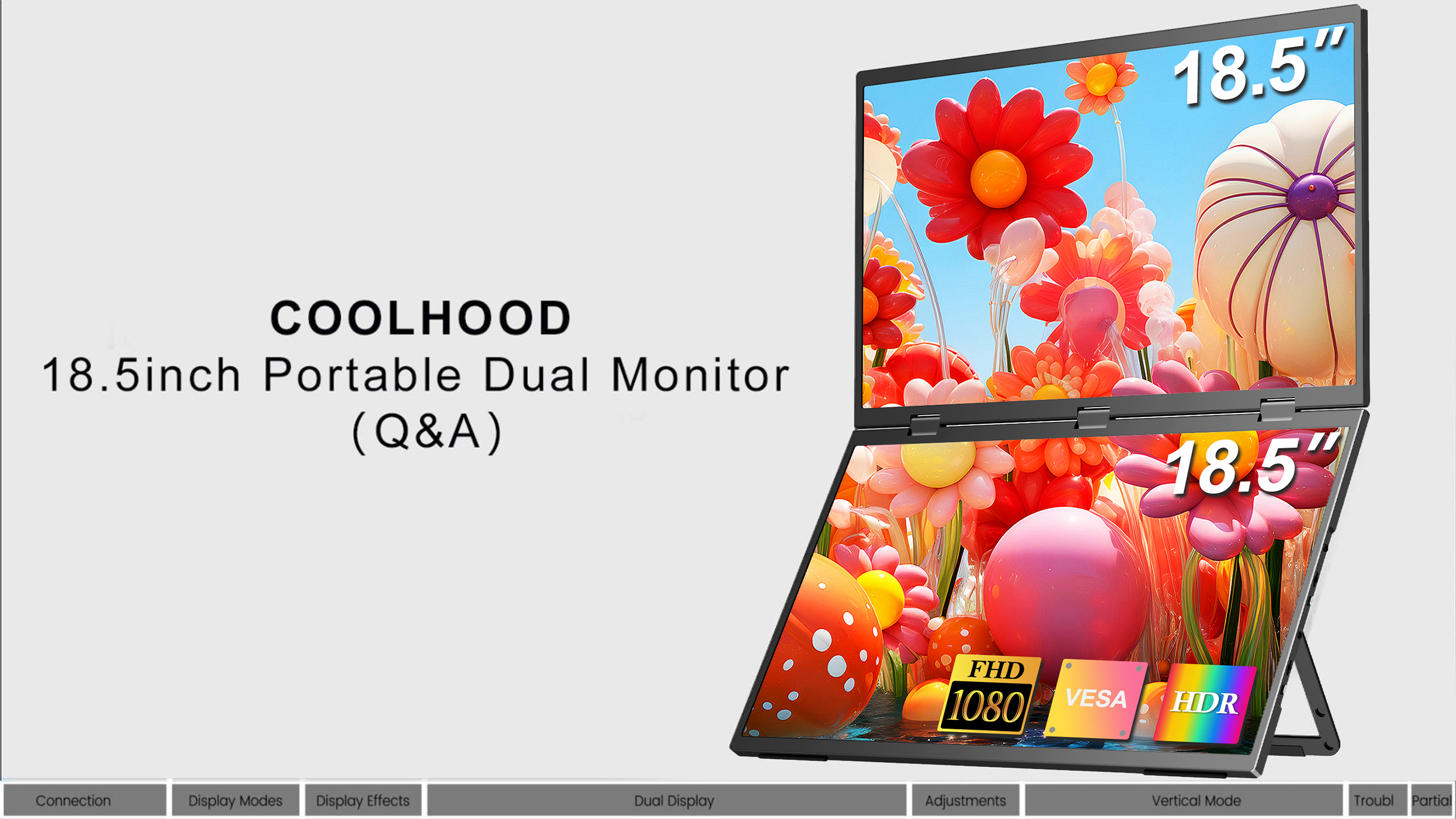 Amazon.com: COOLHOOD 18.5inch Portable Dual Monitor, 1080P FHD