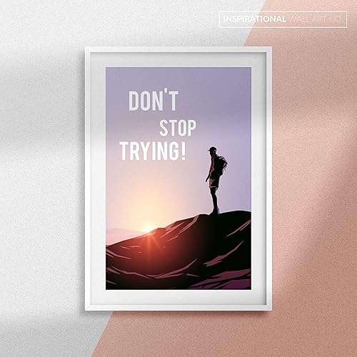 Miniatura 5 de Inspirational Wall Art Co. - Don't Stop Trying - Carteles de citas motivacionales para escalada en roca de montaña, pico de Yosemite Summit Route -