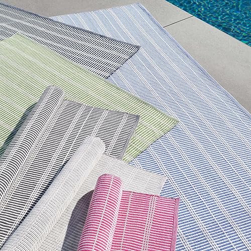 Miniatura 6 de Dash and Albert Marlo - Alfombra de área para interiores y exteriores, 2 x 3 pies, alfombra decorativa tejida a mano con rayas platinadas, duradera,