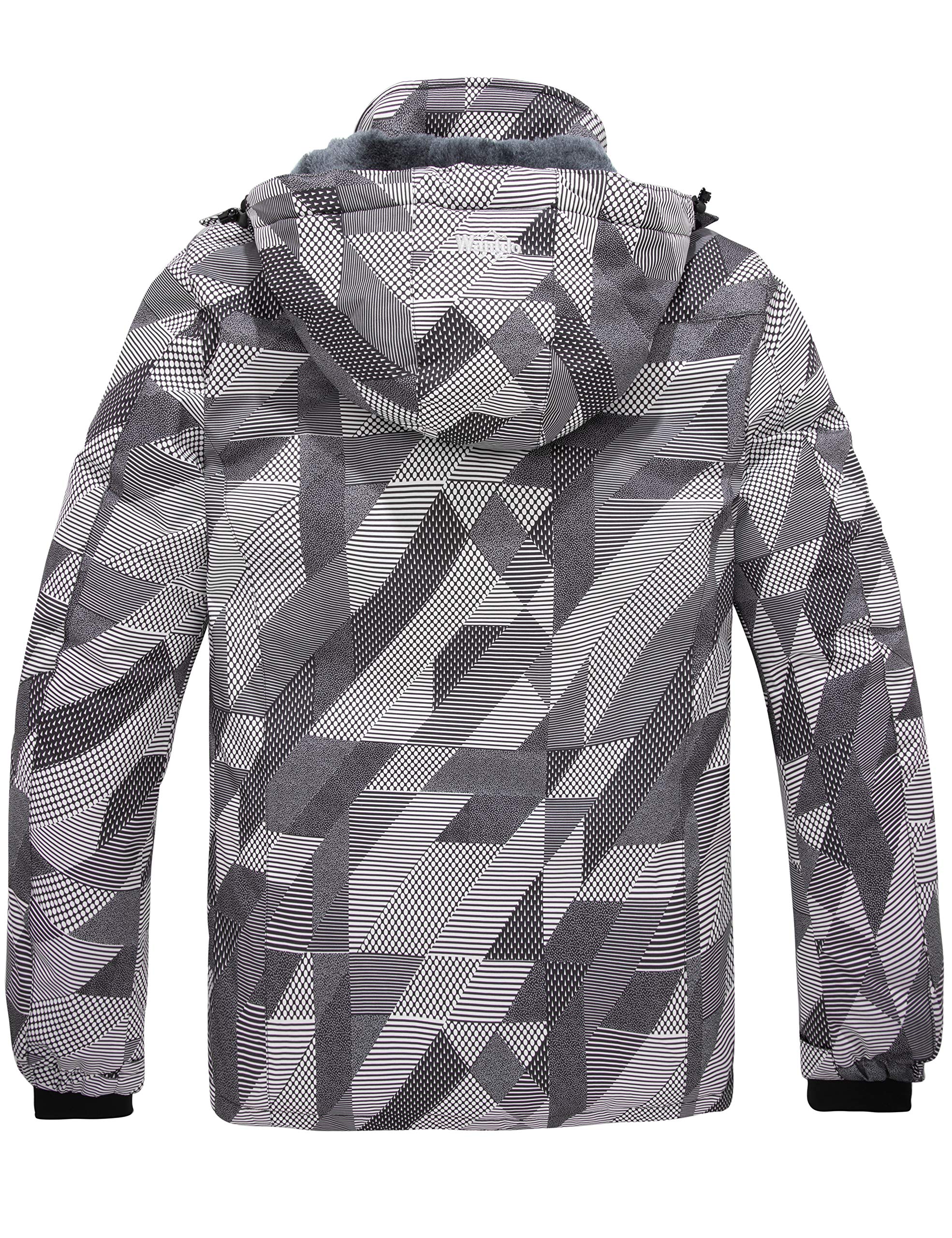 Wantdo Giacca da Sci Montagna Calda Invernale Parka da Neve Imbottita Cappotto da Snowboard in Pile Giubbotto con Cappuccio Impermeabile Uomo