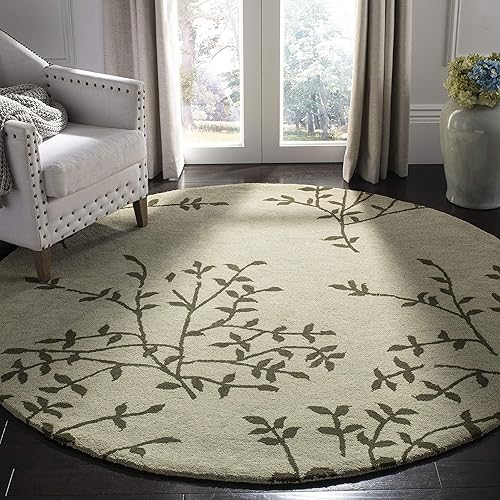 SAFAVIEH Soho Collection SOH733A - Alfombra redonda de lana y viscosa de 6 pies, hecha a mano, color verde y multicolor