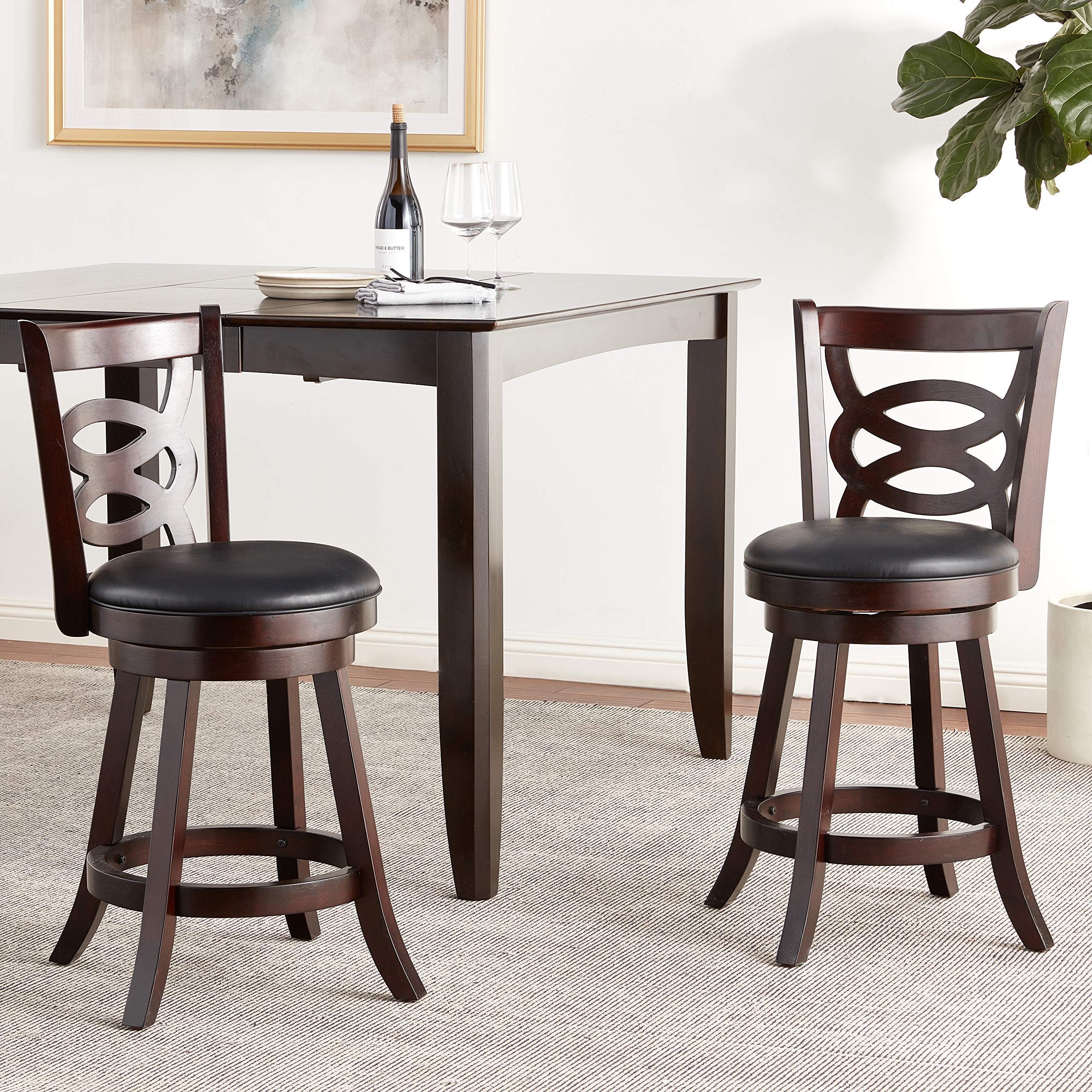 Swivel Counter Height Stools with Upholstered Seat Cappuccino (Set of 2)