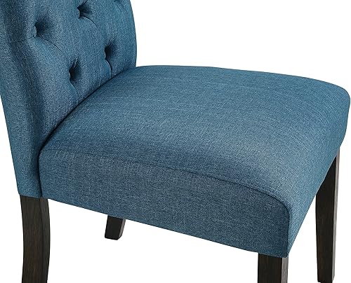 Miniatura 3 de Roundhill Furniture Leviton - Juego de 2 sillas de comedor Parsons de madera maciza, color azul