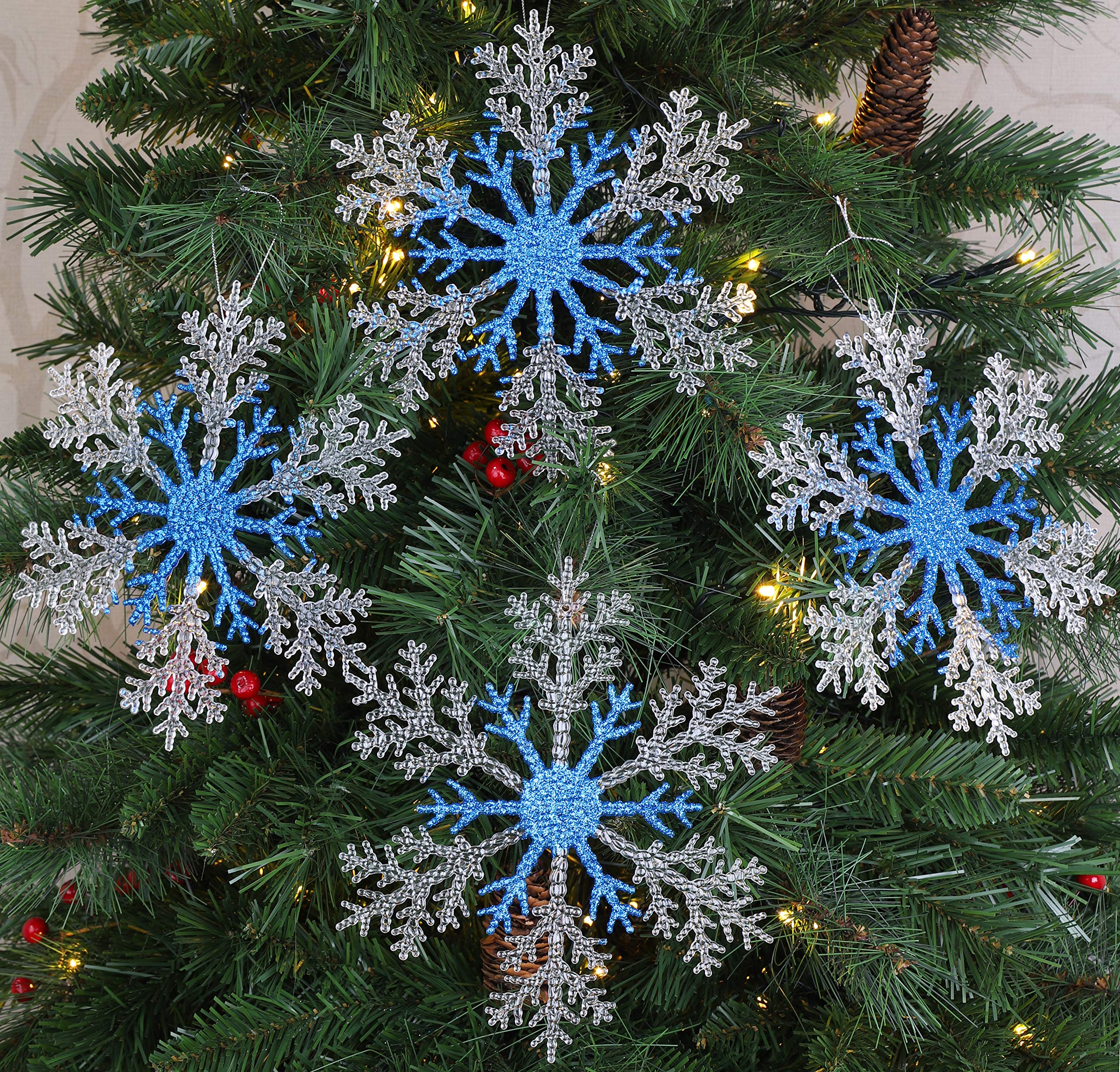 Christmas Concepts Blue Christmas Concepts® 21Cm (8") Large Glitter Decorated Snowflake Decoration - Christmas Baubles (Royal 4)