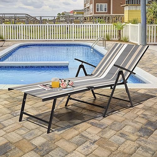 Miniatura 2 de Nuu Garden Tumbonas plegables para exteriores, silla de playa con marco de hierro y tela textil transpirable para playa, patio, piscina y patio, a