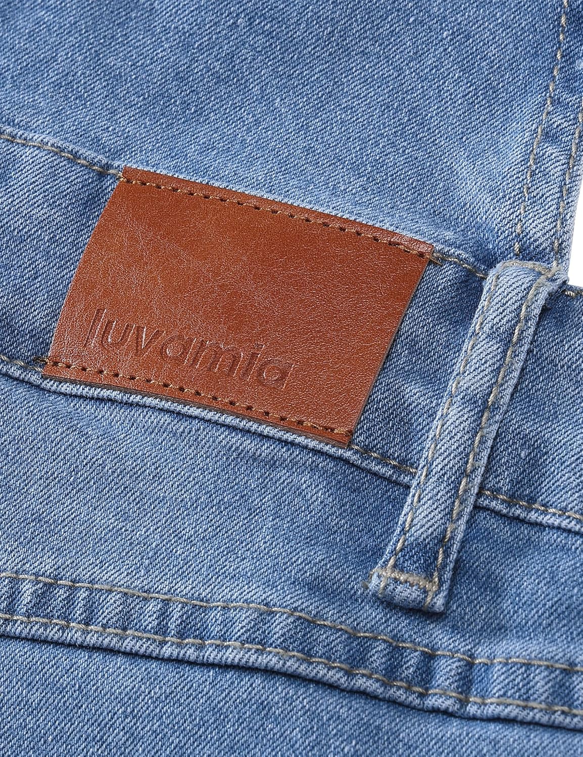 luvamia Jean Short Overalls for Women Baggy Adjustable Straps Bib Stretchy Denim Overall Jumpsuits Shortalls with Pockets - Image 5