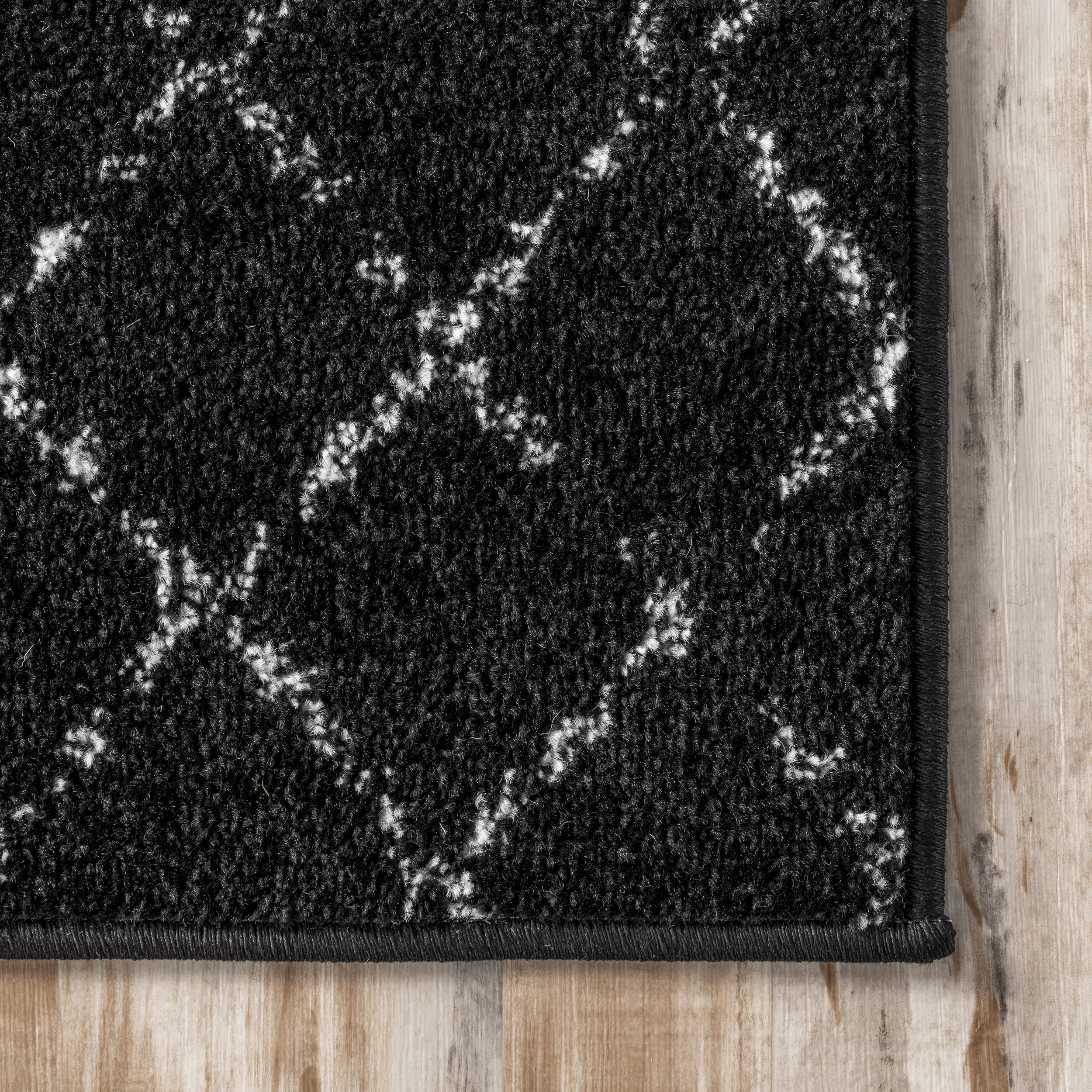 nuLOOM 9x12 Moroccan Blythe Area Rug, Black and White, Faded Bohemian Design, Stain Resistant