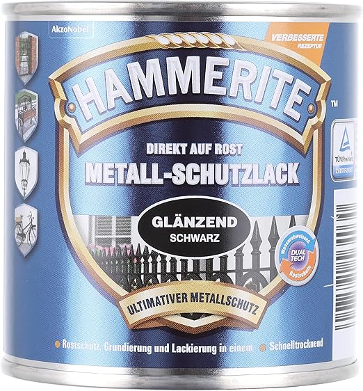 Hammerite MetallSchutzlack schwarz glänzend 250 ml Amazon.de Baumarkt