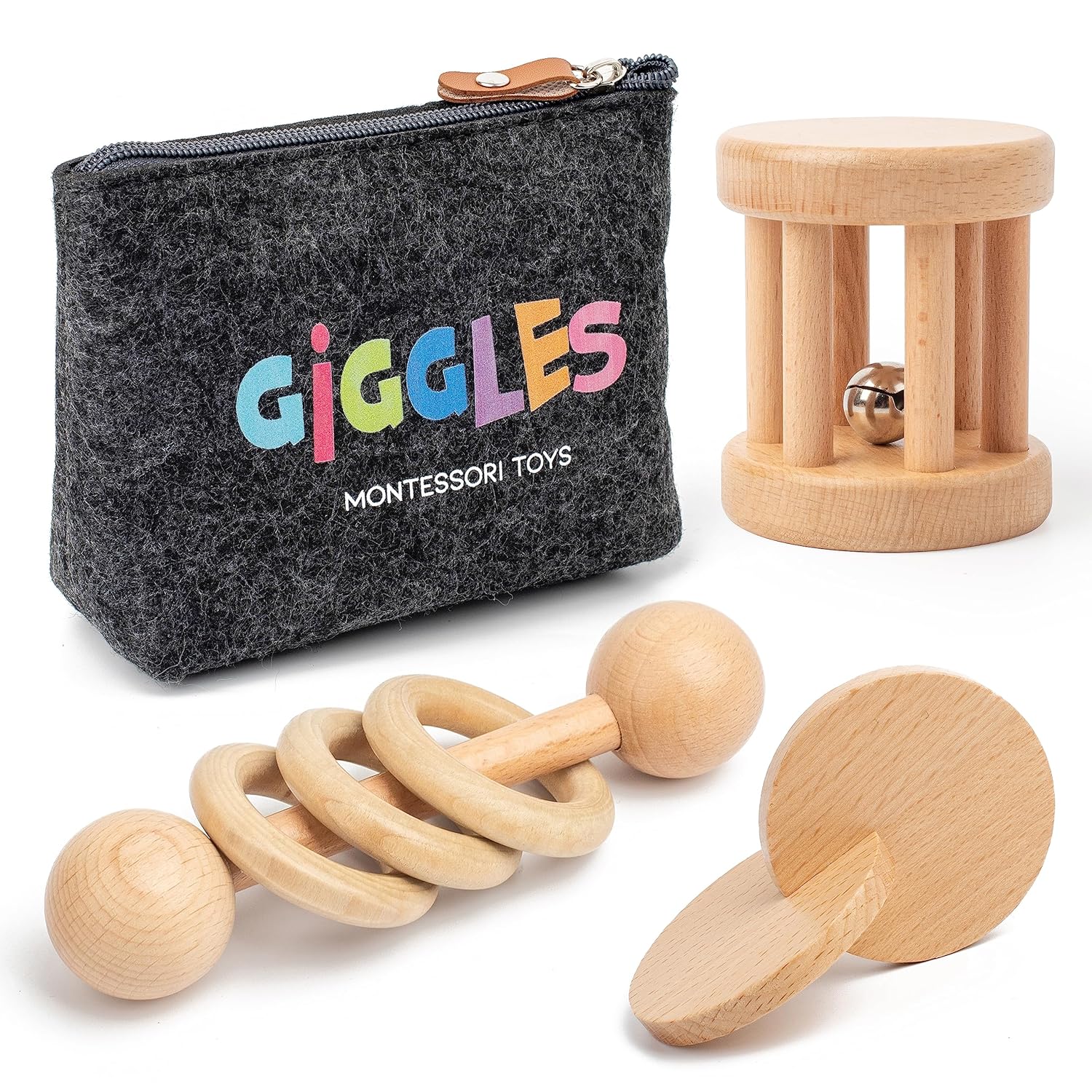 Juguetes Montessori para bebés de 0 a 6 meses y 6 a 12 meses, juguete de madera ecológico para estimulación sensorial, desarrollo de habilidades y