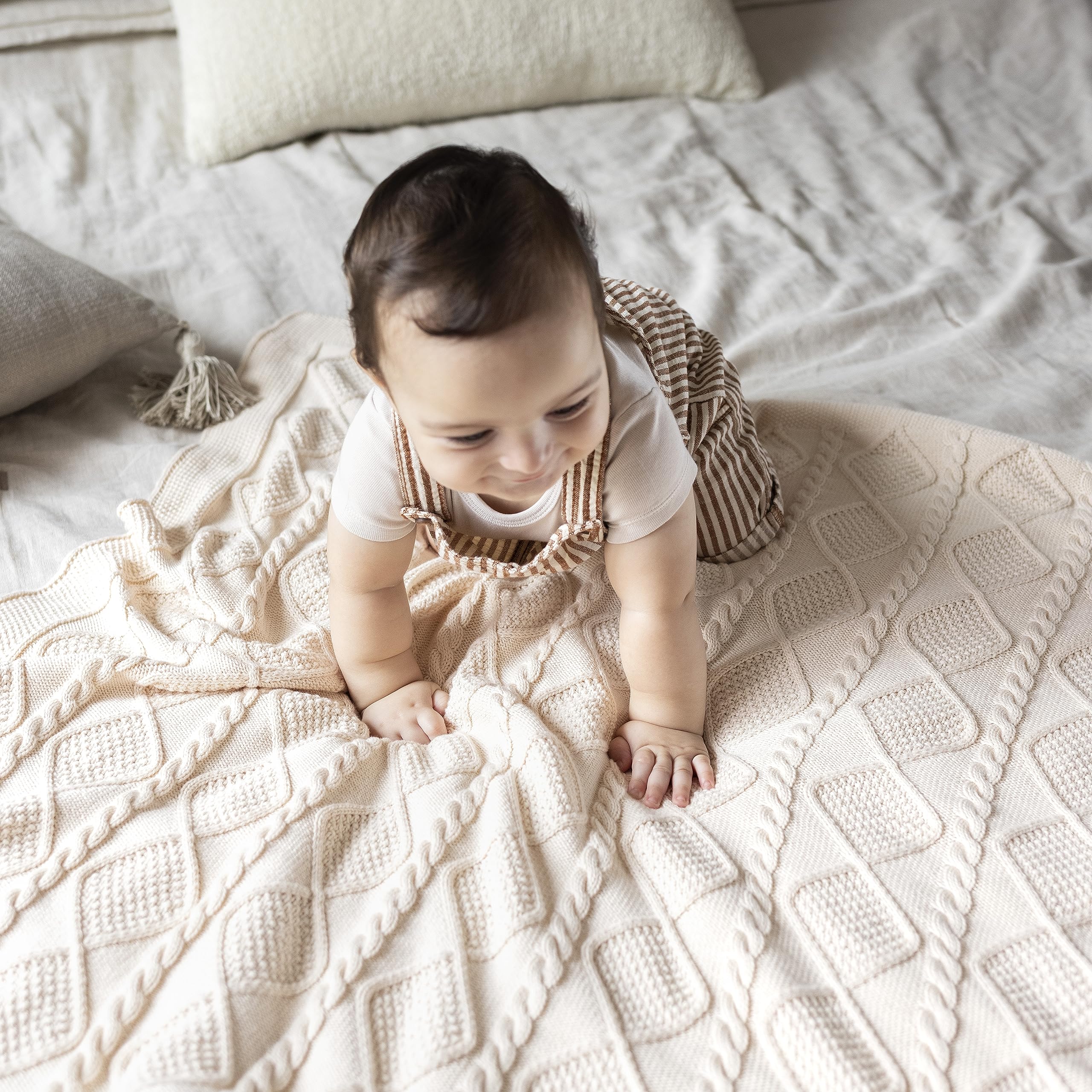 do what you love - Manta de punto para bebé para niñas y niños, suave y acogedora, de algodón orgánico, manta para envolver al bebé, manta para cochecito de bebé, para recién nacidos, bebés, niños