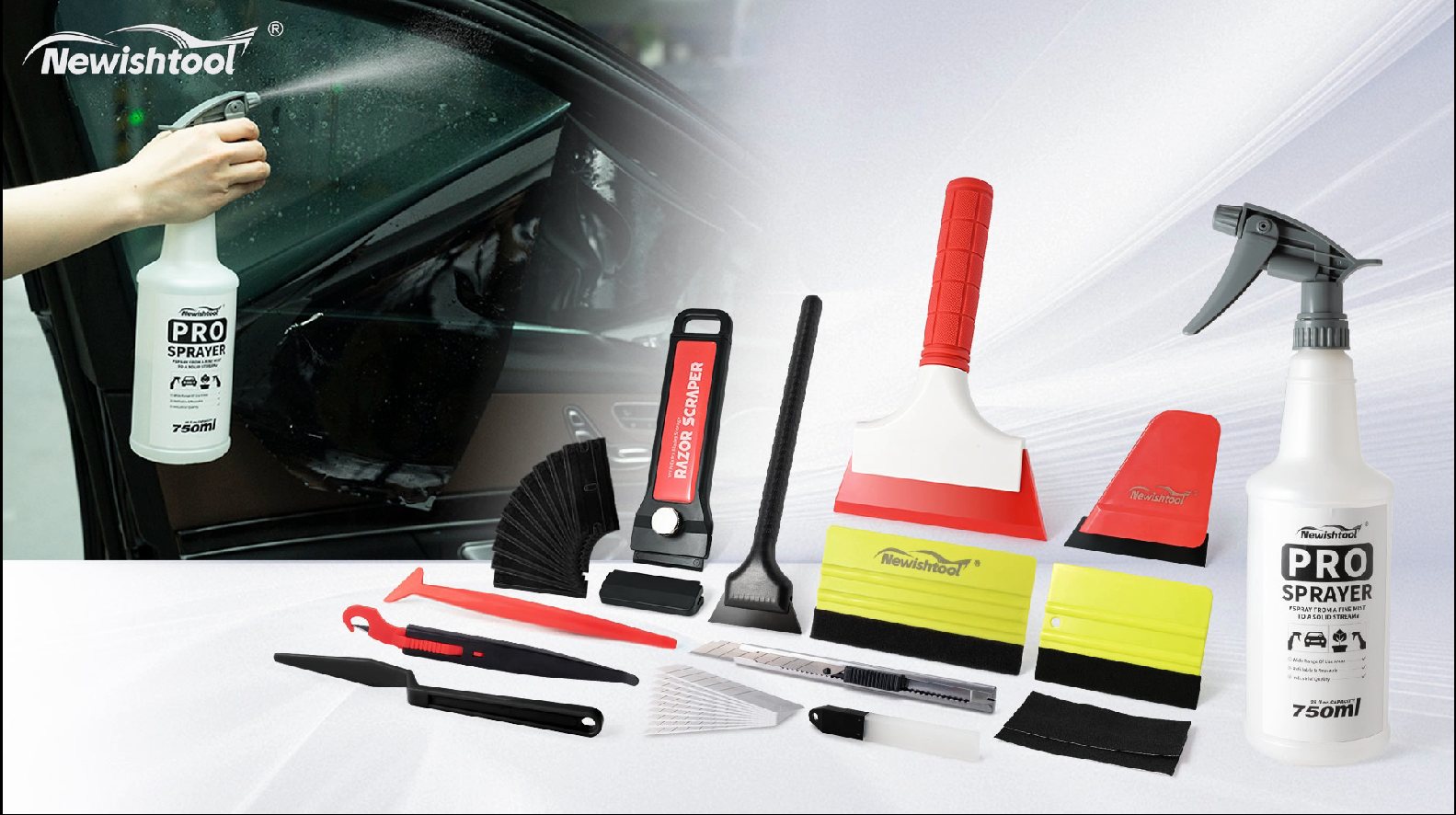 NEWISHTOOL Gummi-Abzieher Für Vinyl & Fenster – Ergonomischer Griff, Scharfe Ecken, Ohne Abgeschrägte Kante