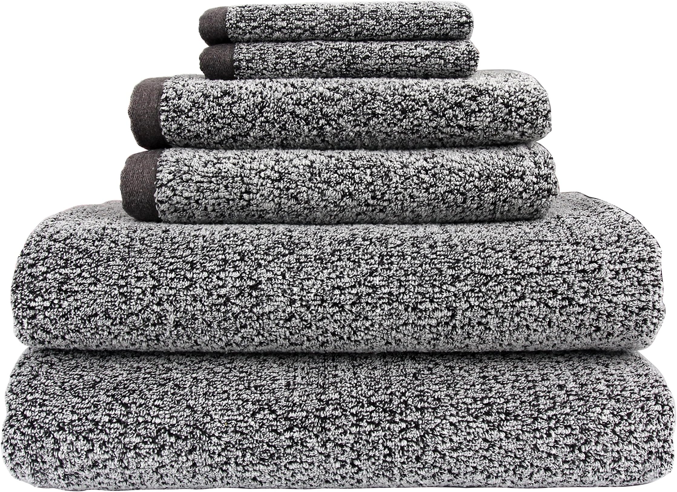 Diamond Jacquard 6 Pieces Bath Towel Set, Grey