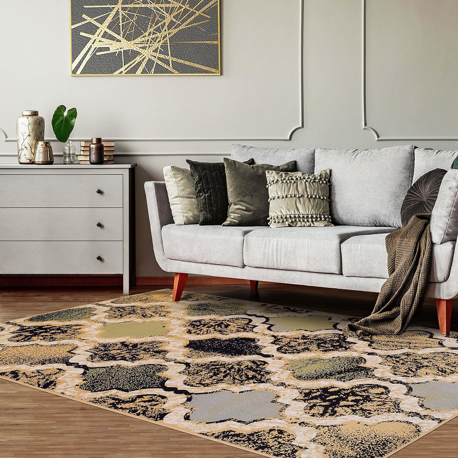 Superior Indoor Area Rug, Jute Backing, Perfect for Living/Dining Room, Bedroom, Office, Kitchen, Entryway, Modern Geometric Trellis Floor Decor, High-Traffic Rugs, 4' x 6', Multi-Colored Multi-colored - Z 4' x 6' (Rectangular)