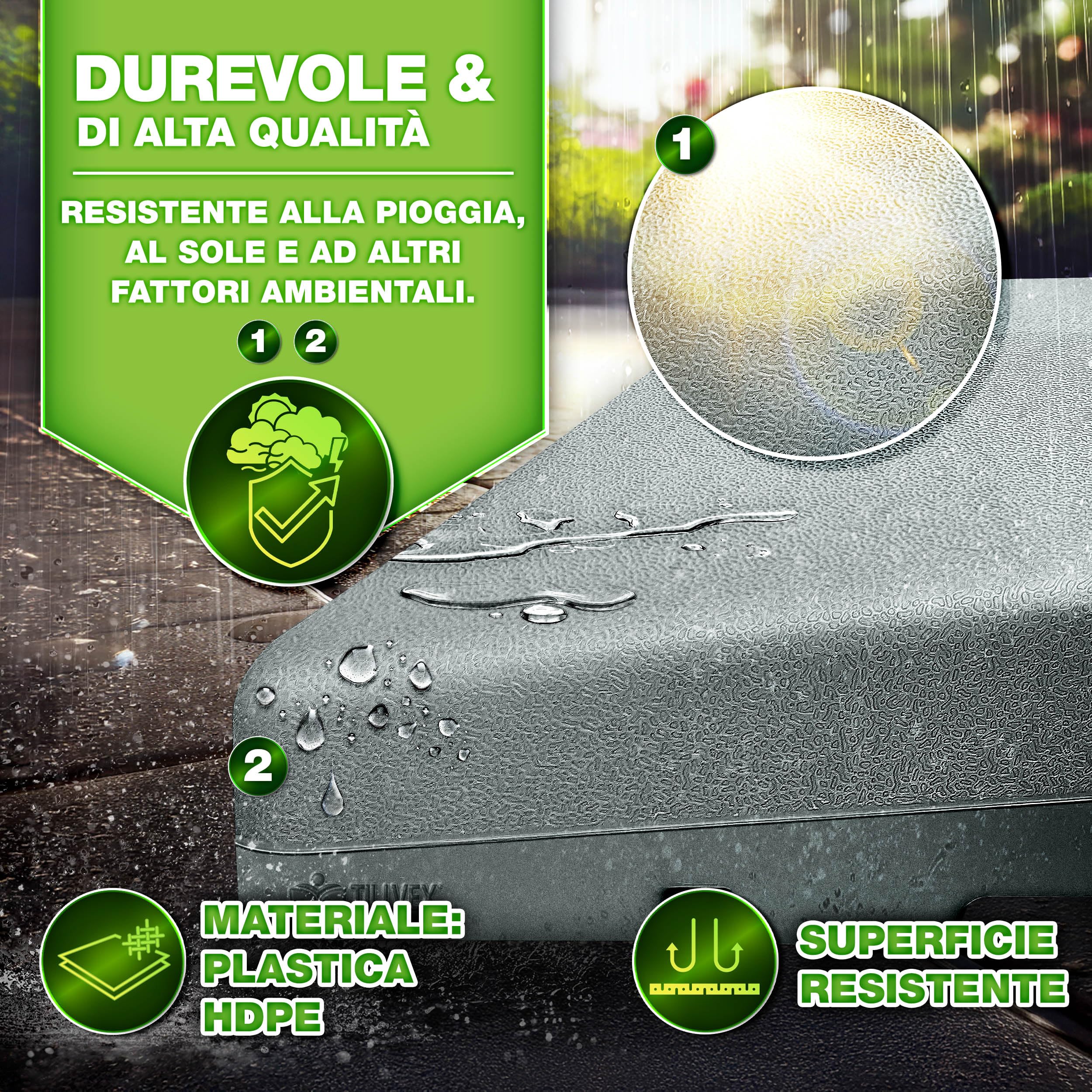 tillvex® Base per Ombrellone 90 Litri / 120 kg – 4 Pezzi per Ombrellone Decentrato con Connettore Metallico | Porta Ombrelloni Riempibile con Acqua o Sabbia | Supporto Ombrellone (Grigio)