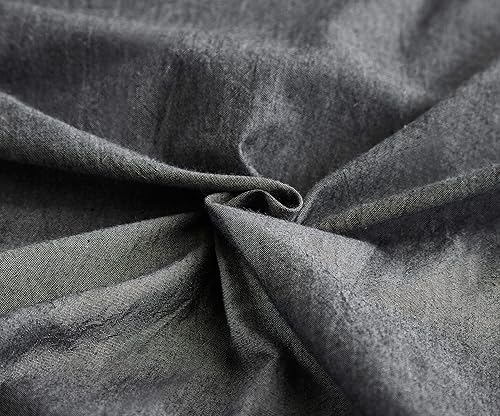 Miniatura 9 de ECOCOTT Juego de funda de edredón gris tamaño California King, 100% algodón lavado, duradero, suave y cómodo, funda de edredón de 3 piezas con