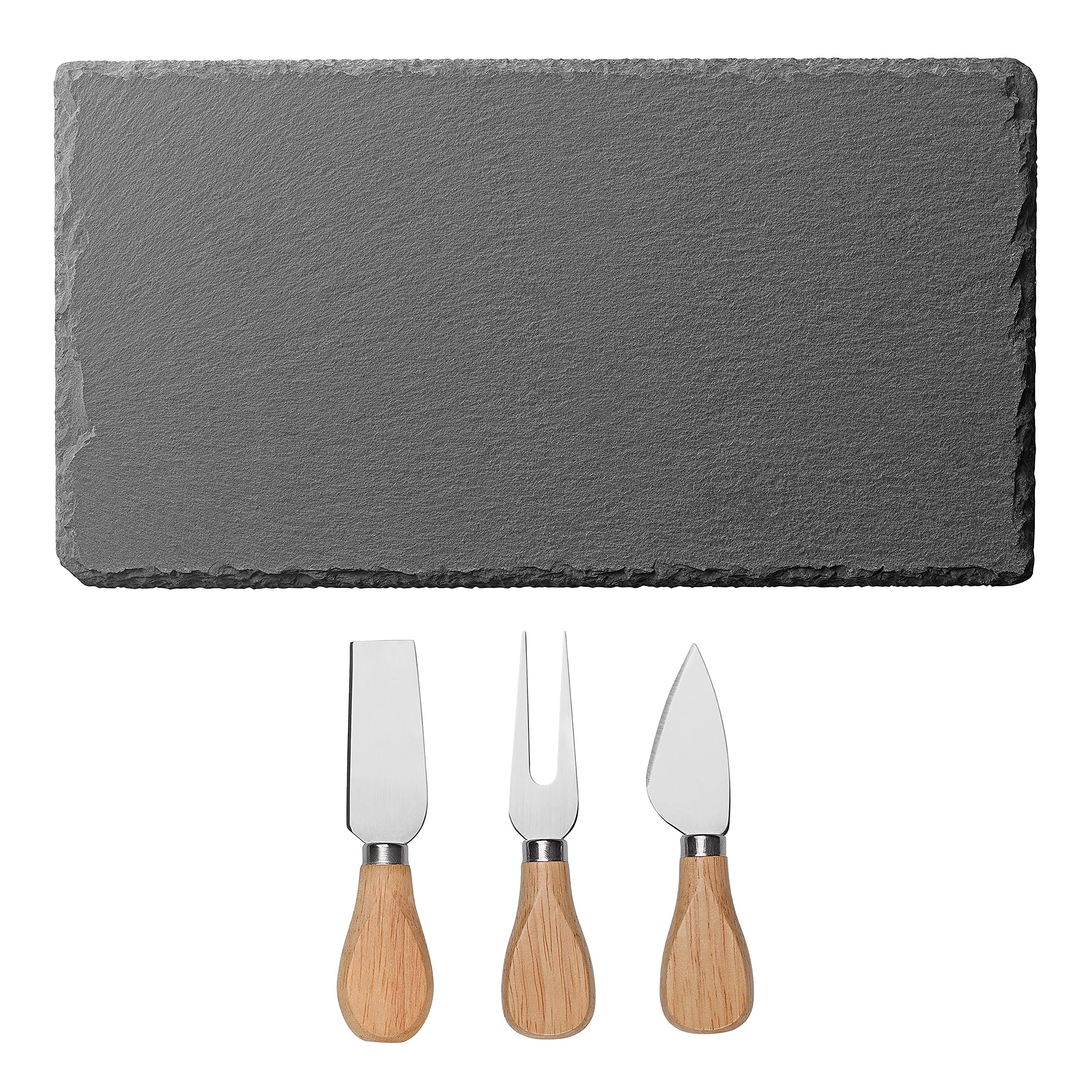 MEETWEE Tala Performance Slate Cheese Board and Knife Set - Cheese Cutter, Slicer, Shaver & Slate Serving Platter - Wooden Handles & Stainless-Steel Blades - Graze Board Serving Tray
