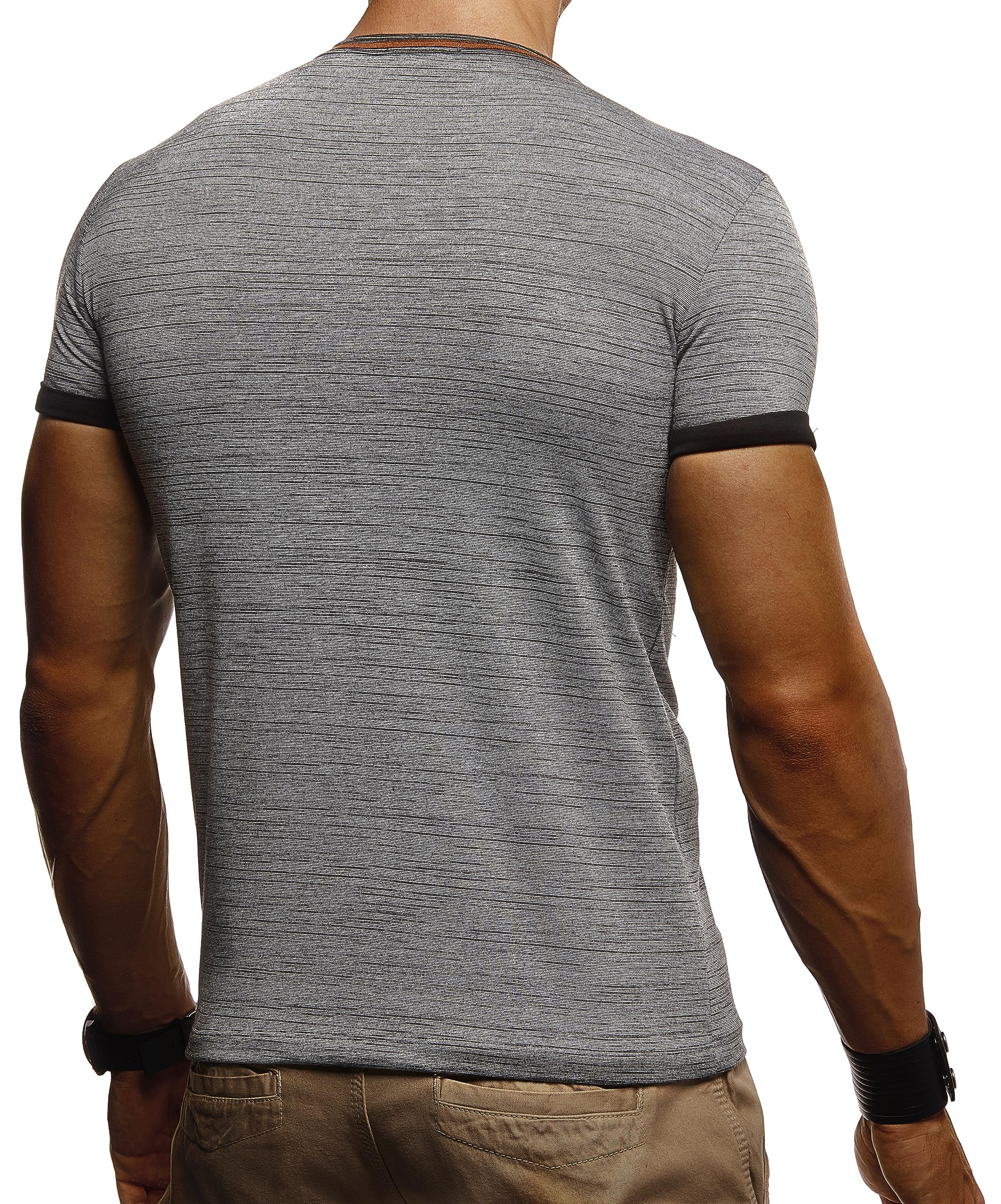 Leif Nelson T-Shirt Uomo Estate Collo V - Magliette Lunghe V-Neck Cotone, Basic Casual Uomo Manica Corta