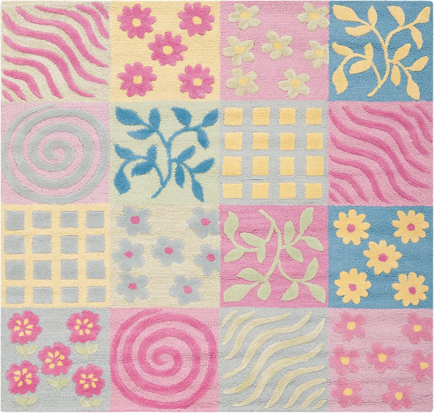 SAFAVIEH Kids Collection Accent Rug - 3' x 5', Pink & Multi, Handmade Floral Wool, Ideal for High Traffic Areas in Entryway, Living Room, Bedroom (SFK356A)
