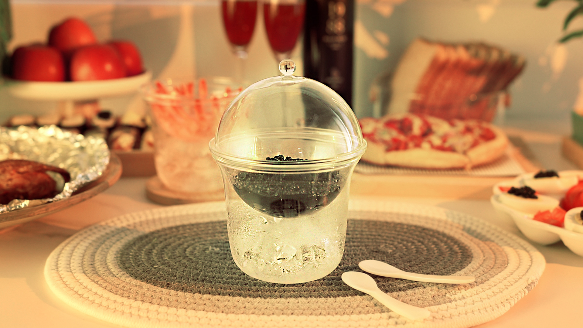 Caviar Server Set,Chilled Bowl Glass Caviar Dish With Lids - View #12