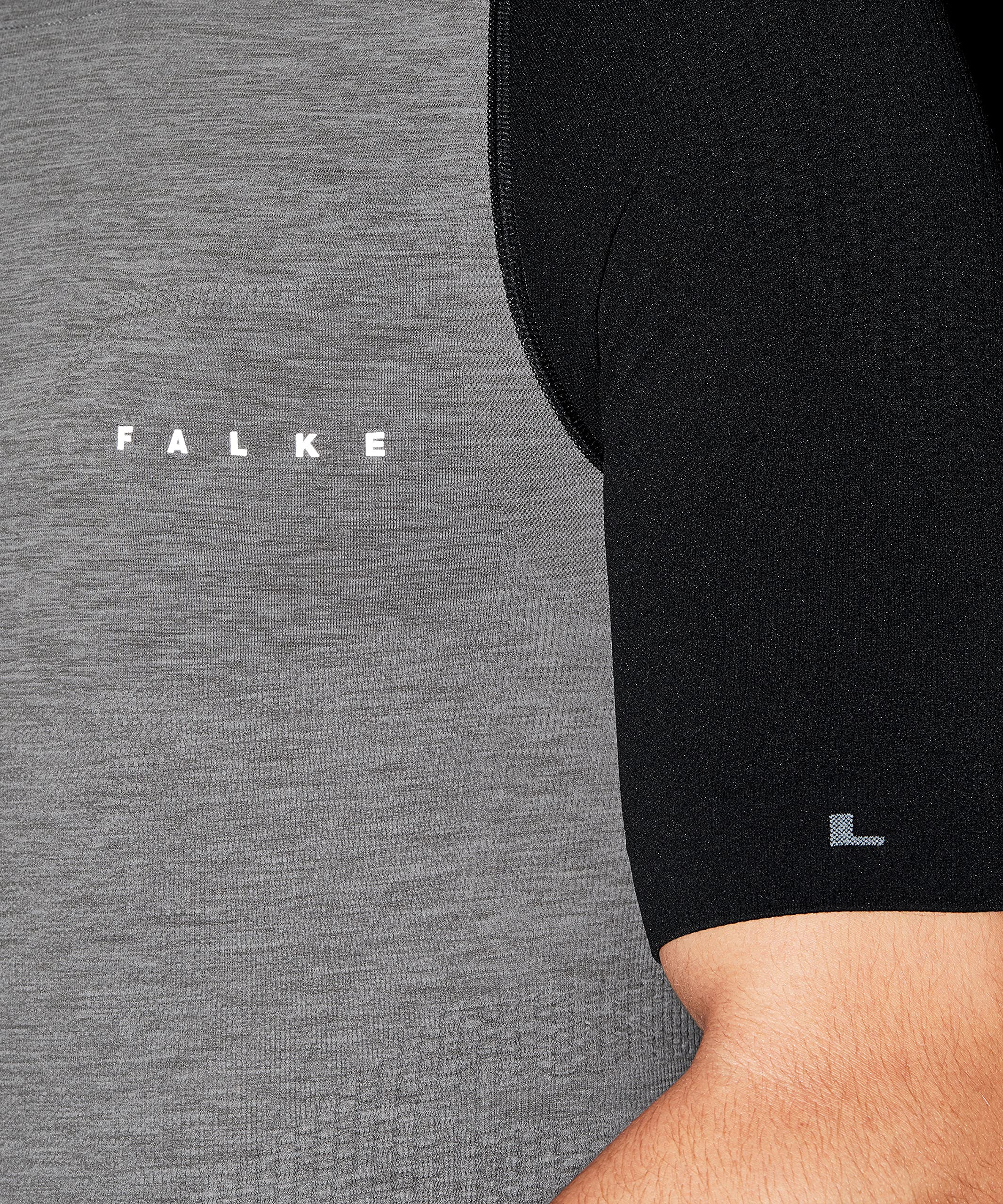 FALKE Sportshirt Impulse Running Funktionsmaterial Herren grau atmungsaktiv zum Sport kurzarm mit Kompression und Silikonnoppen zur Muskelmassage 1 Stück