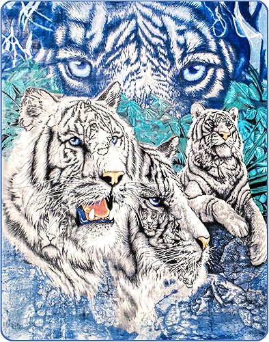 Miniatura 2 de JP Imports Signature Collection 12 Manta de visón ocultada de tigres blancos