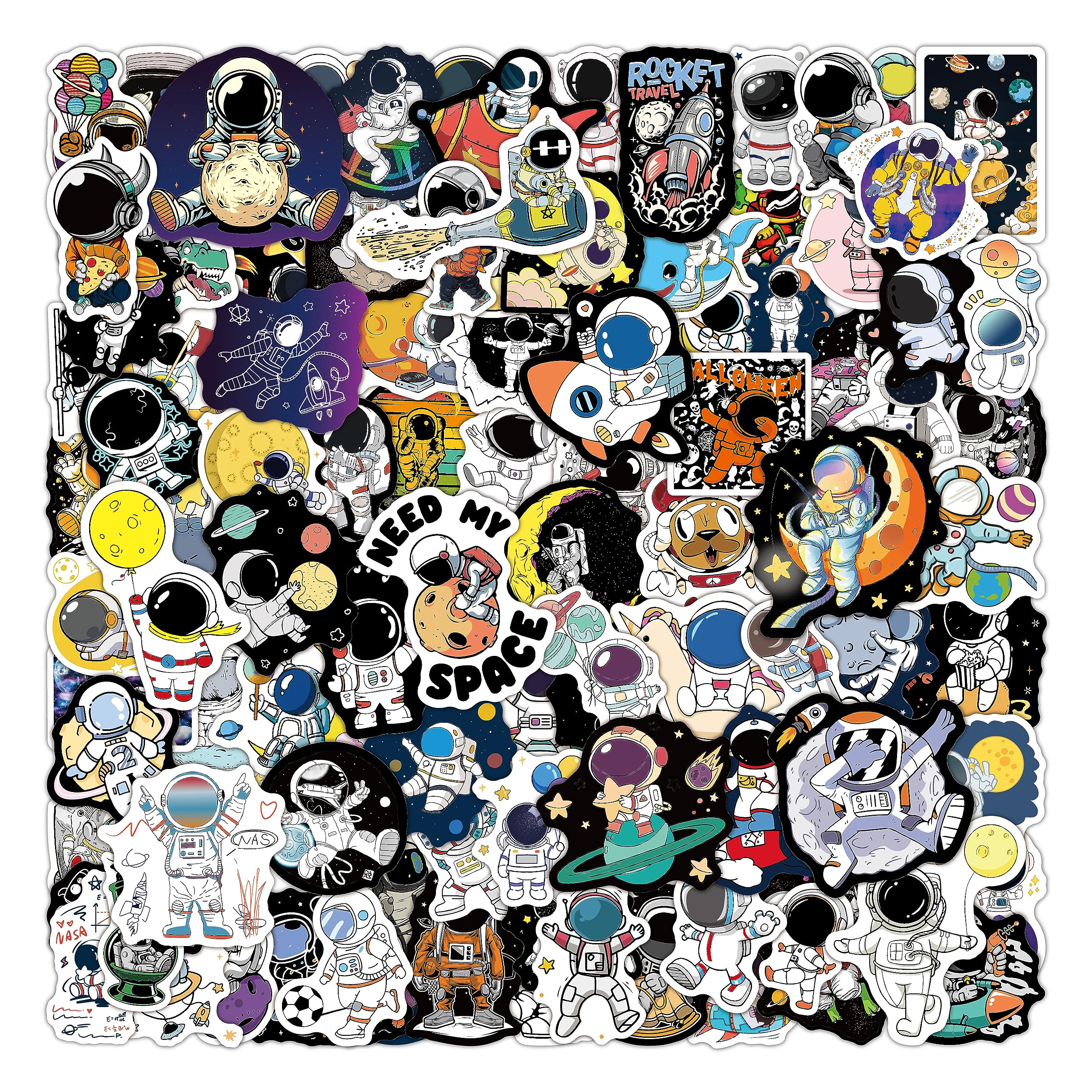 100 Pegatinas Espacio, Holograma NASA Platenas Stickers de Vinilo para Portátil Skate Mac