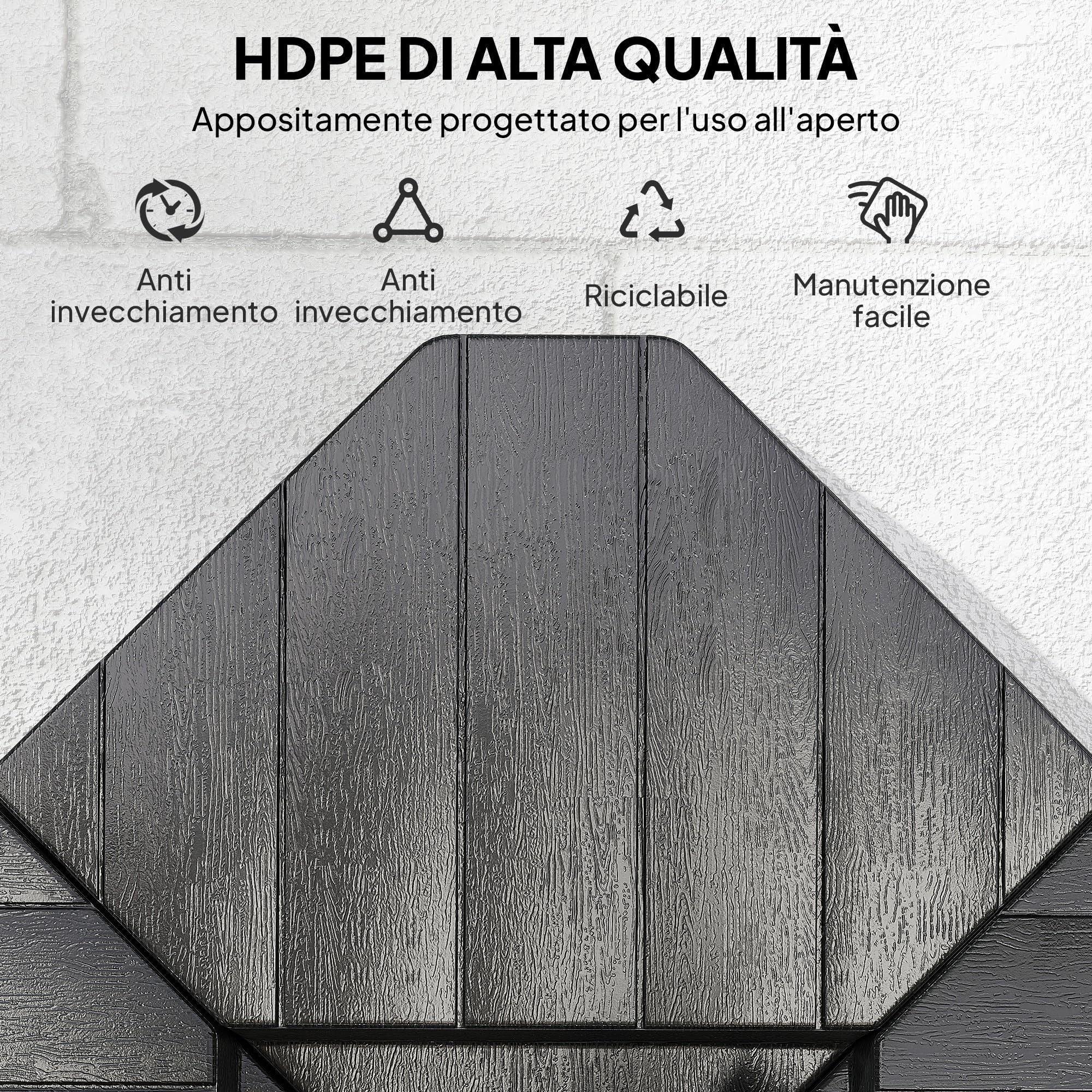 Outsunny Set di 4 Pesi per Supporti per Ombrellone a Braccio HDPE Nero