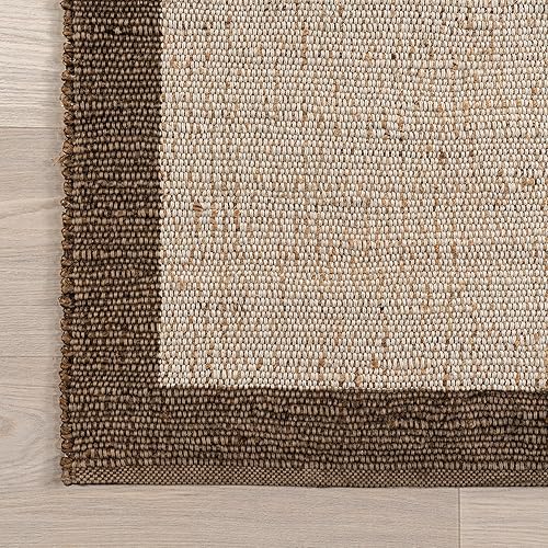 Miniatura 4 de nuLOOM Bronwyn Farmhouse - Alfombra de pasillo de mezcla de yute con bordes, 2 x 8 pies, marrón