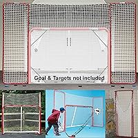 EZGoal 10x6 Hockey Backstop Red/White - Folding Steel Frame, UV Netting, Garage Protector for Slap Shots