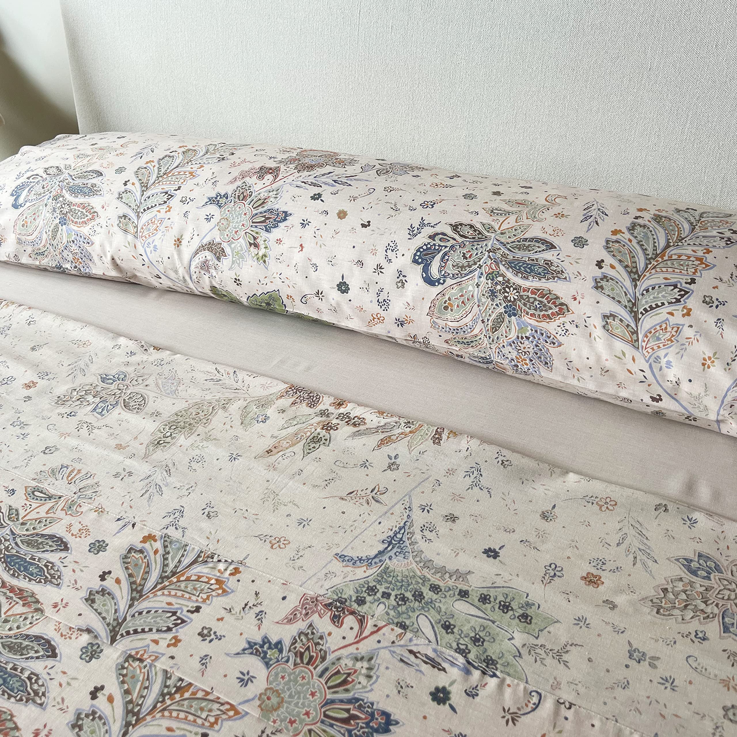 Juego de Sábanas 100% Algodón – Estampado Paisley Otoñal – 3 o 4 Piezas: Encimera, Bajera Ajustable y Funda de Almohada – Cama 90, 135, 150 cm – Suaves y Transpirables (Cama 150)