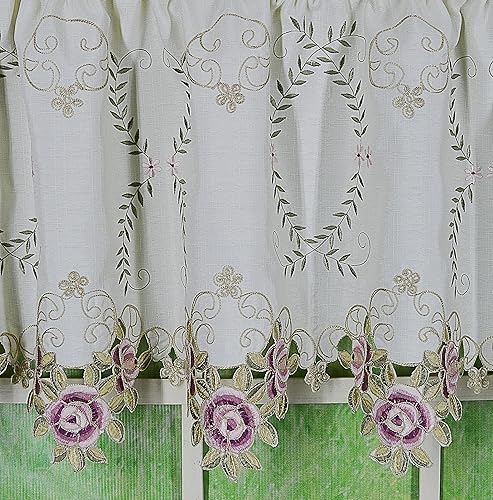 Vista 169 de Today's Curtain Verona - Persiana bordada inversa, 63 pulgadas, color crudo/antiguo