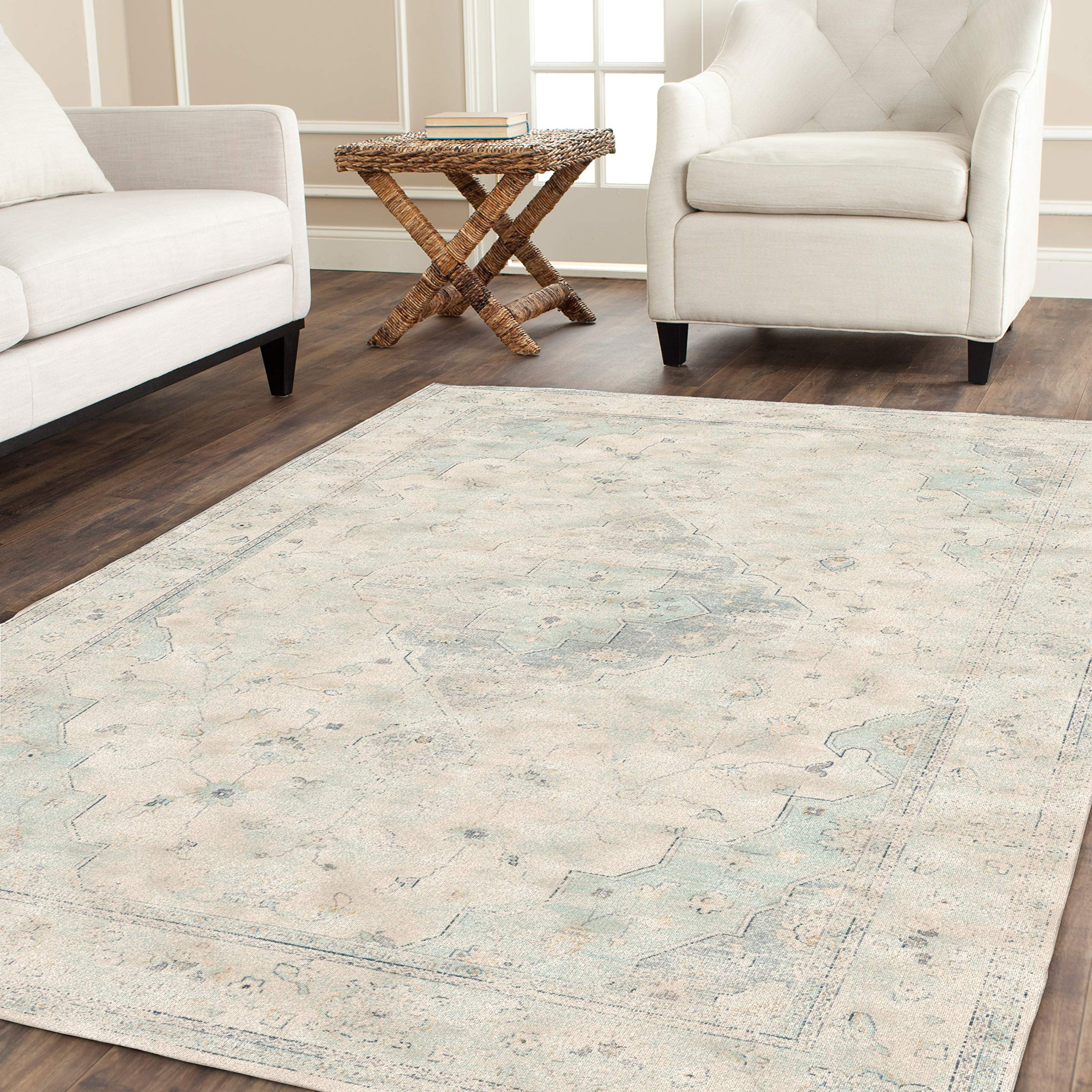 Tapis gris clair Safavieh 99 X 140 cm vintage pour chambre et séjour chic