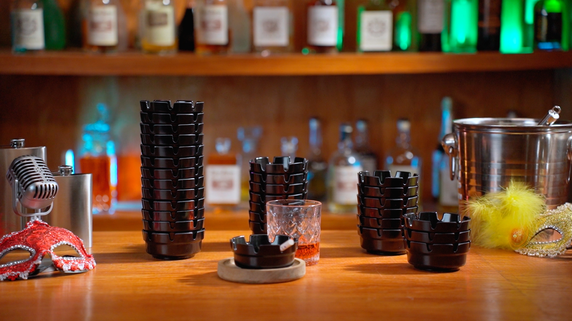 Amazon.com: Reginary Pack of 48 Round Black Plastic Ashtrays Cigar