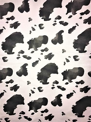 Sal Tex Fabrics, Tela de impresión de algodón polivinílico animal de vaca, se vende por yarda, negro o marrón (blanco/negro)