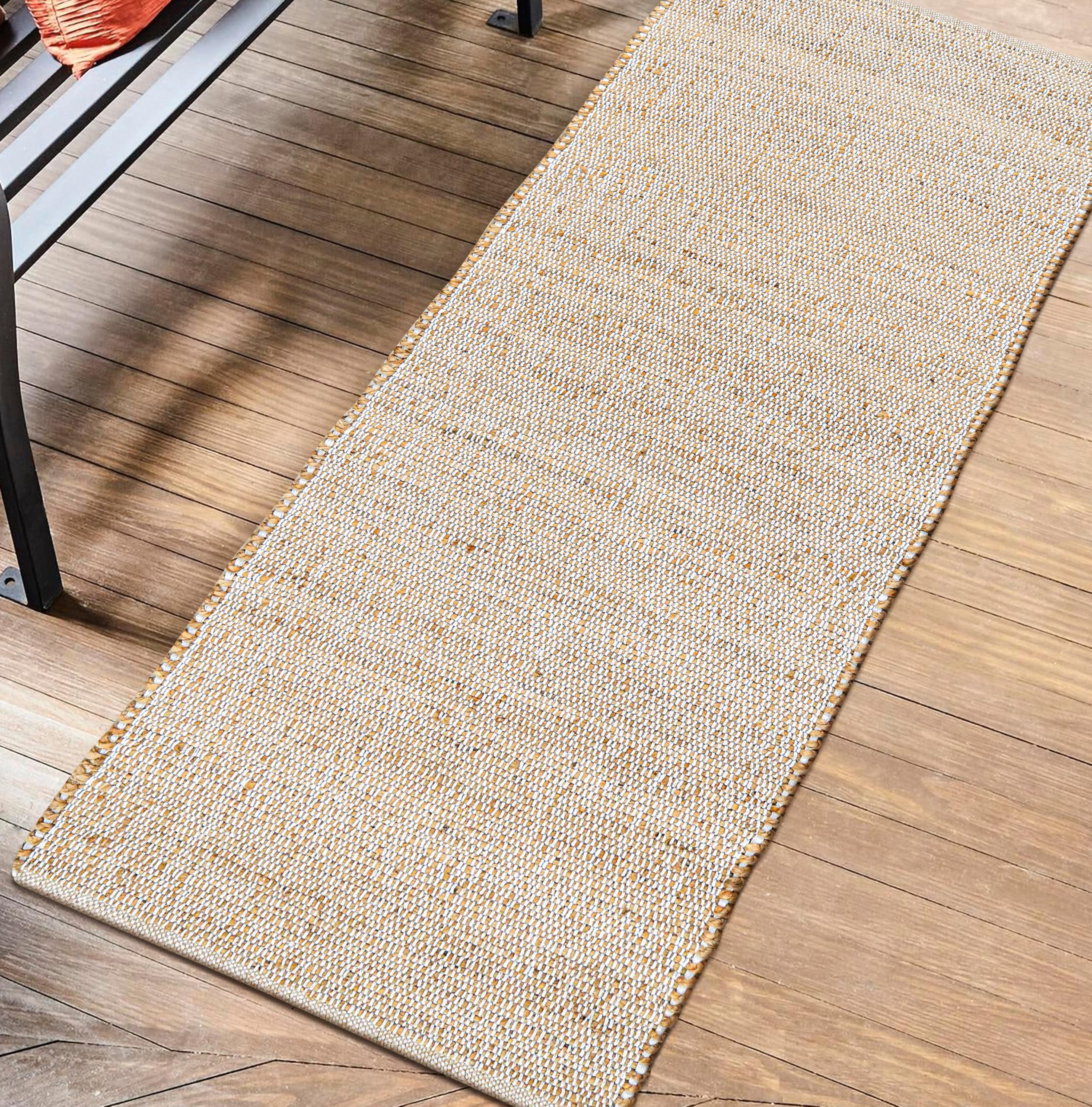 Savi Home Jute Cotton Handwoven Runner Rug 24"x72" - Natural Fiber Rustic Farmhouse Runner Rug - Vintage Boho Decor for Bedroom, Dining Room, Hallway