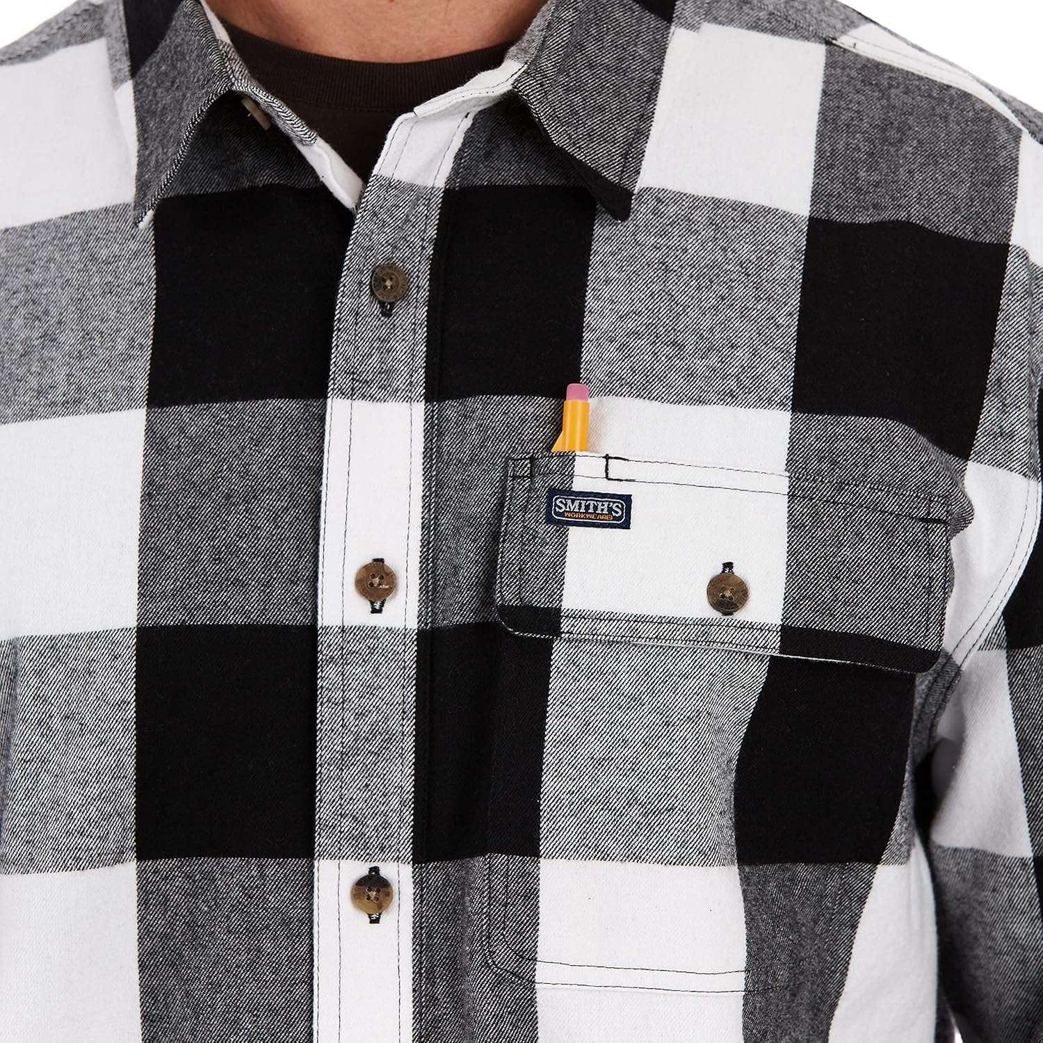 Smith's Workwear Mens Buffalo Pocket Flannel Button-up Shirt - Image 4