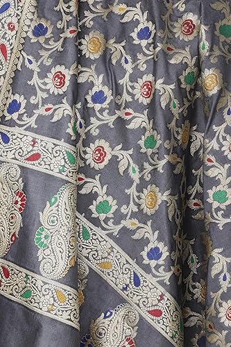 Miniatura 8 de Rameshwaram Fabrics Chal de pashmina, Banarasi Dupatta para mujer, chunnis de seda pura para boda, fiesta, estolas de bufanda suave