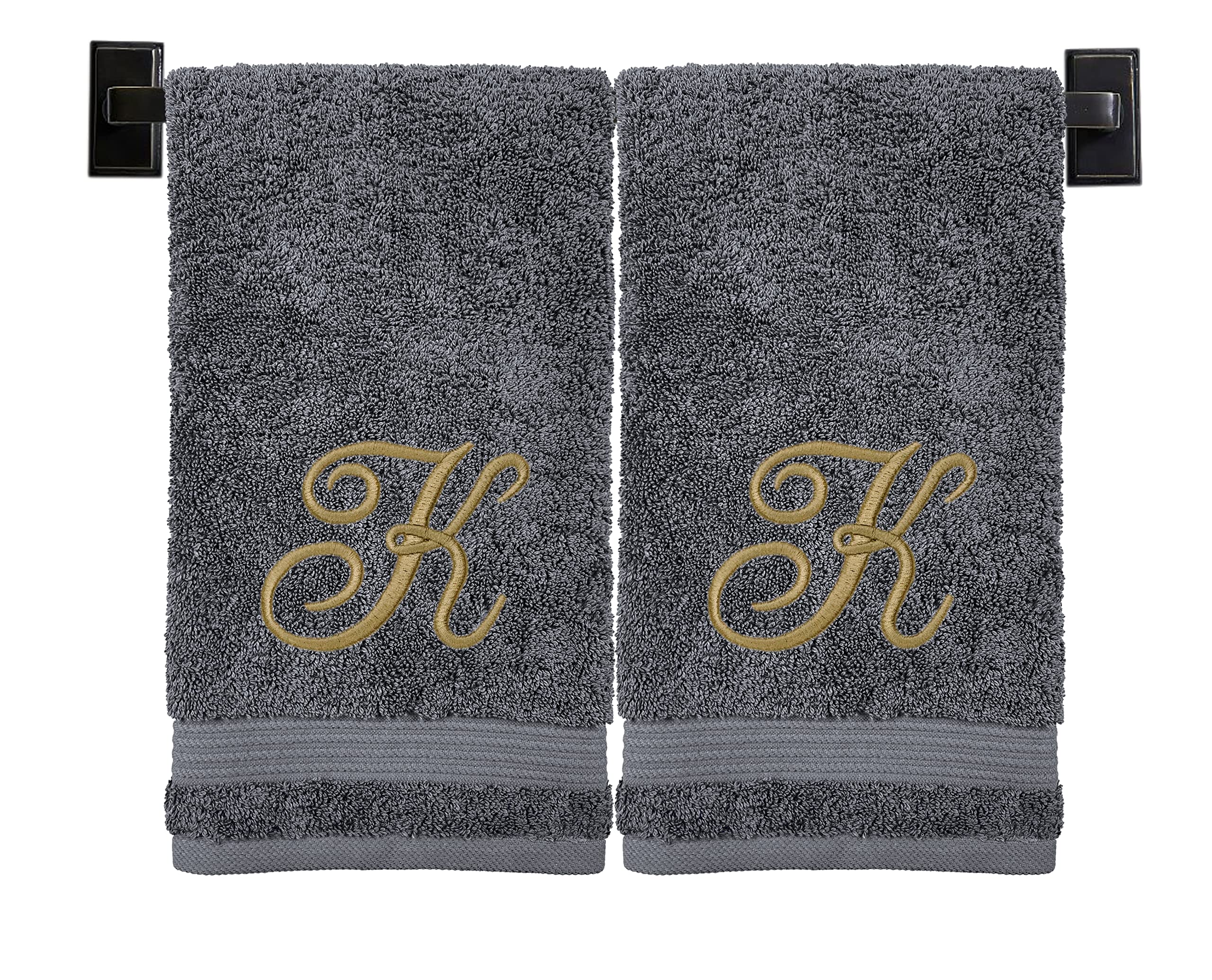 Monogrammed Hand Towels - Set of 2 - Genuine Turkish Hand Towels - Choose Any Letter - Choose Towel and Thread Color - Embroidered Script Monogram - Personalized Towels - Monogrammed Towels