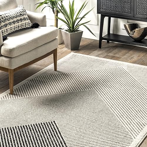 Miniatura 8 de nuLOOM Charline - Alfombra de pasillo a rayas de 2 x 8 pies para sala de estar, dormitorio, comedor, entrada, pasillo, cocina, grismarfil
