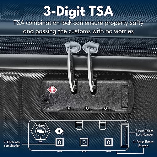 Miniatura 3 de SAS Travel Juego de 3 maletas con ruedas, artículos esenciales de viaje, ruedas giratorias, cerradura, estuche rígido, con equipaje de mano y maleta