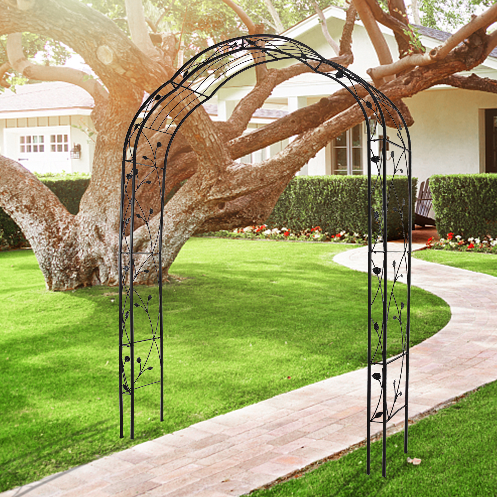 Garden Trellis For Climbing Plants 8ft Garden Arch Trellis - Black ...