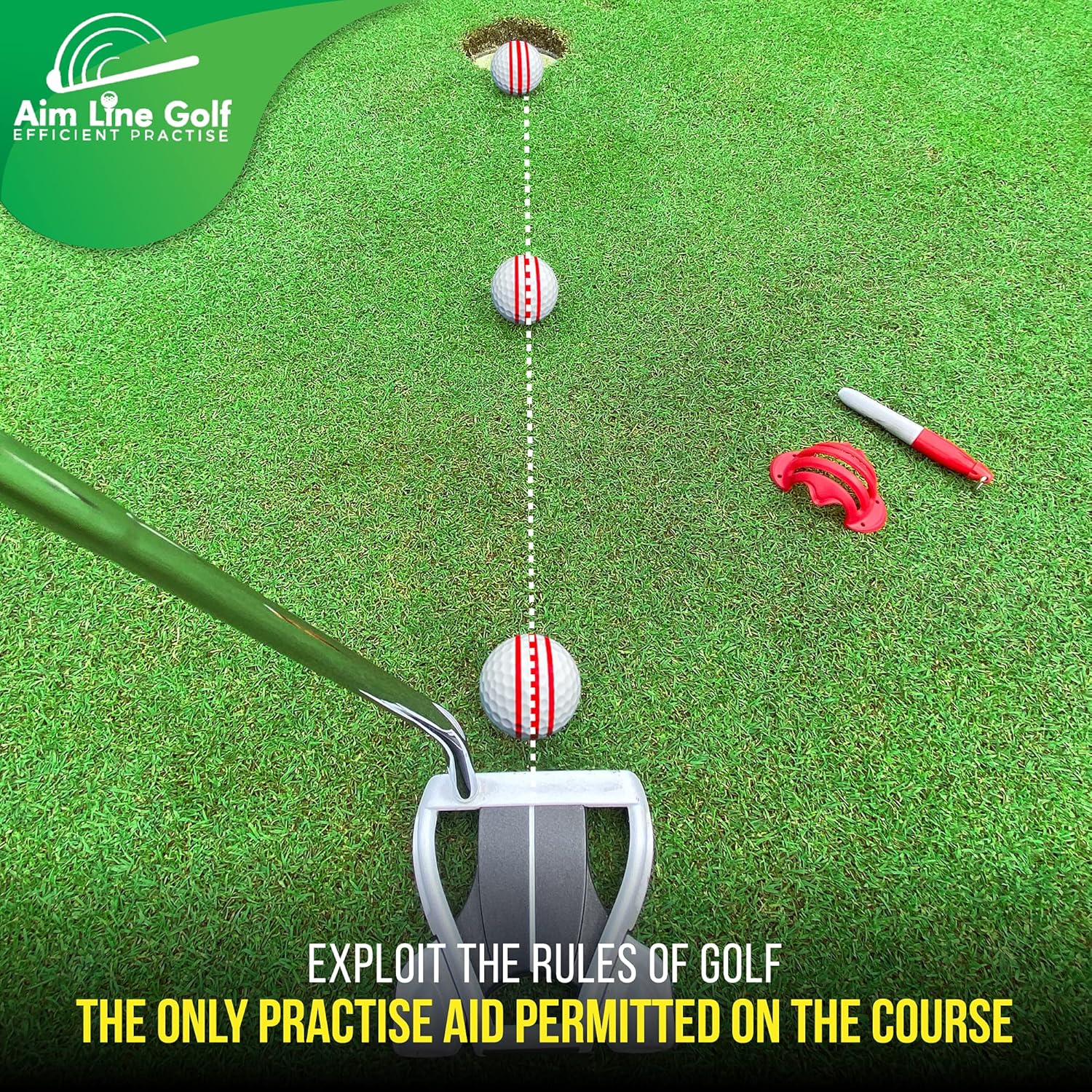 AIM LINE GOLF Golf Ball Marker Alignment Tool, Golf Training Aids