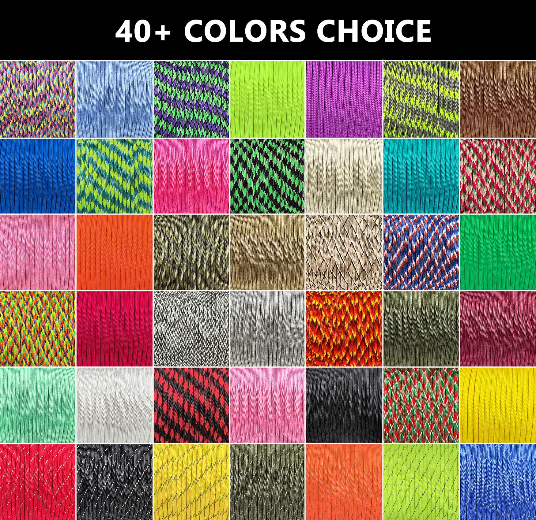 Paracord - Cuerda de paracaídas de 320 libras de diámetro de 2,7 mm - 5 hebras - 100 pies 200 pies, cuerda de paracaídas para camping, senderismo, pesca, al aire libre y bricolaje