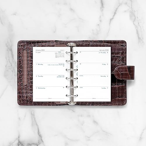 Miniatura 5 de Filofax Recambio de diario de calendario, tamaño de bolsillo, semana a vista, papel blanco, sin rayas, inglés, 2024 (C68221-24)
