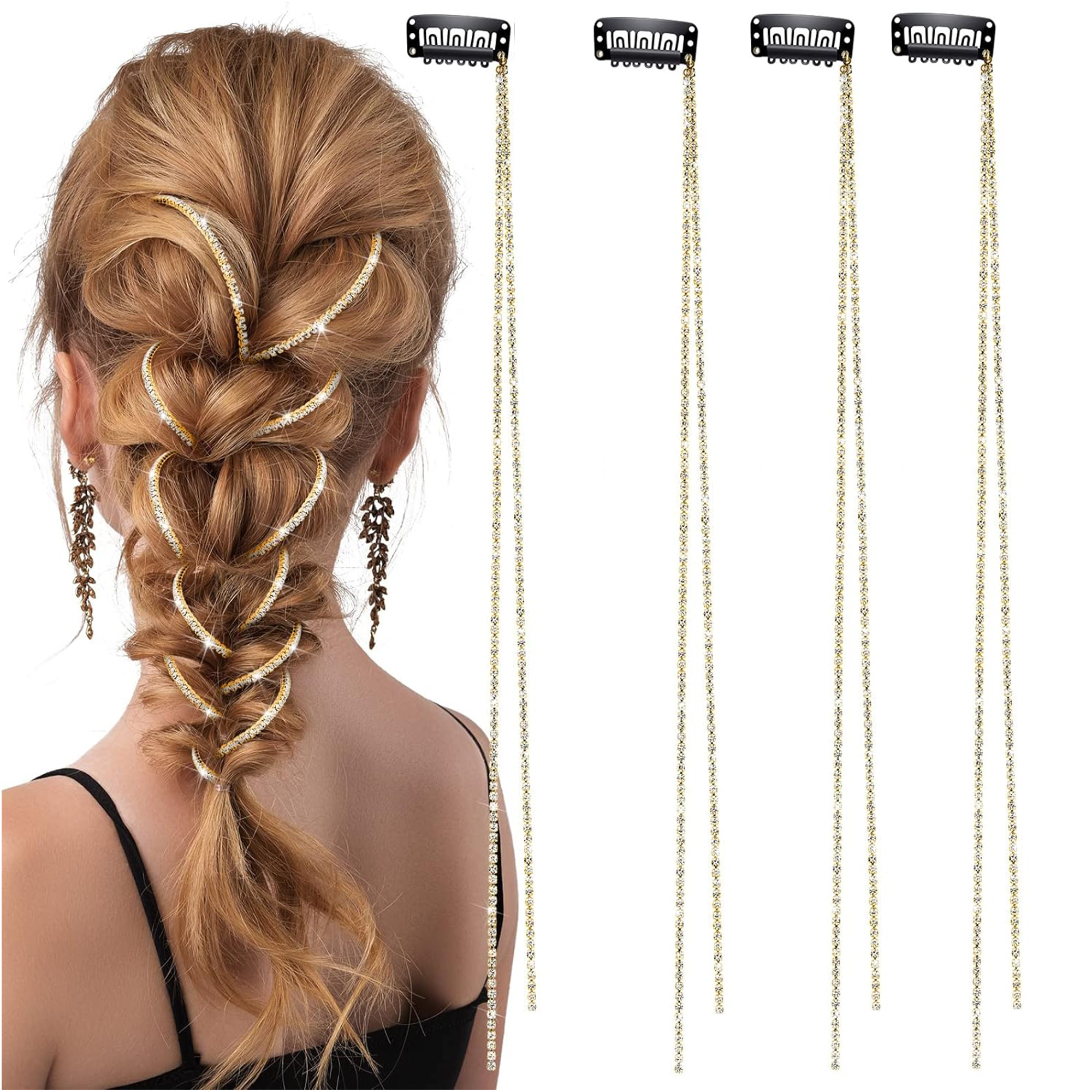 XPEX 3er-Pack Elegante Haarspangen Für Daen, Glänzende Kristall
